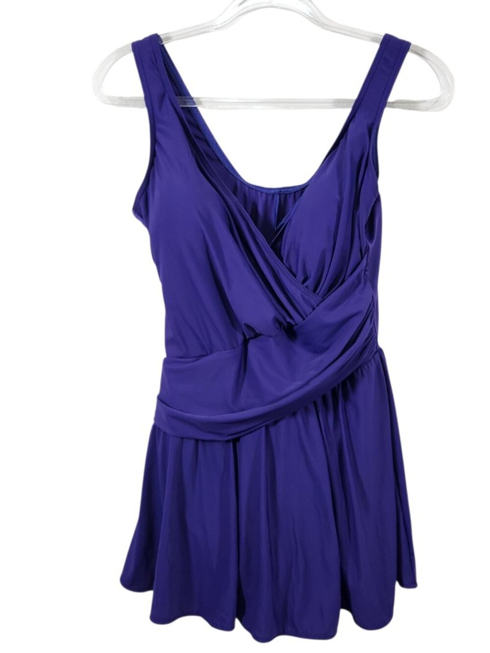 Miraclesuit One Piece Swim Dress Size 18W Purple Wrap Style Slimming Shaping